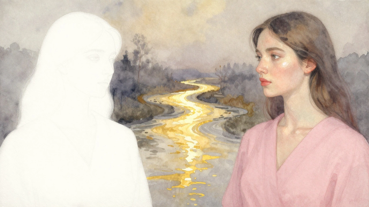 Две женщины: одна в холодных тонах, другая в теплых — символизирующие разницу в восприятии возраста через цвет.