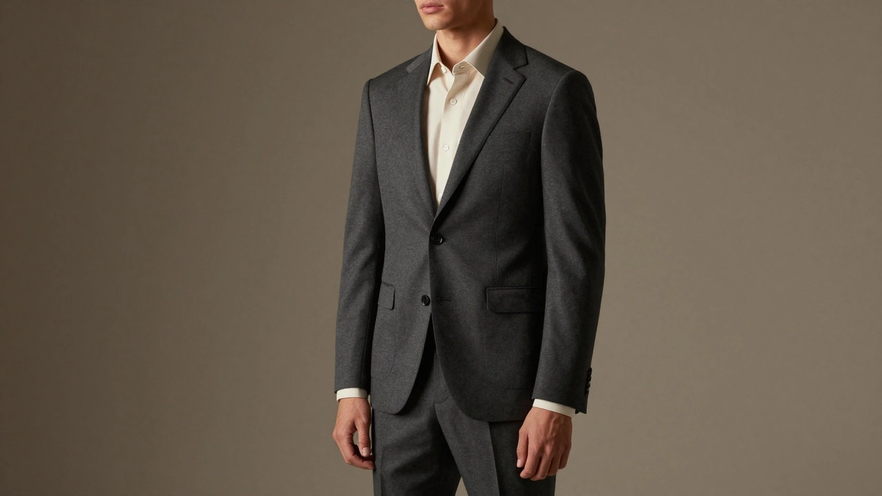 Мужчина в правильно сидящем костюме с видимыми манжетами рубашки